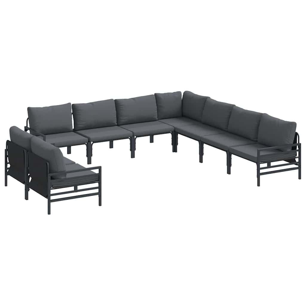 Set Divano da Giardino con cuscino 9 pcs Nero Acciaio | homemem39