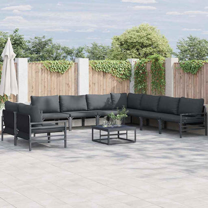 Set Divano da Giardino con cuscino 10 pcs Nero Acciaio