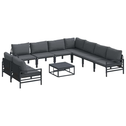 Set Divano da Giardino con cuscino 10 pcs Nero Acciaio