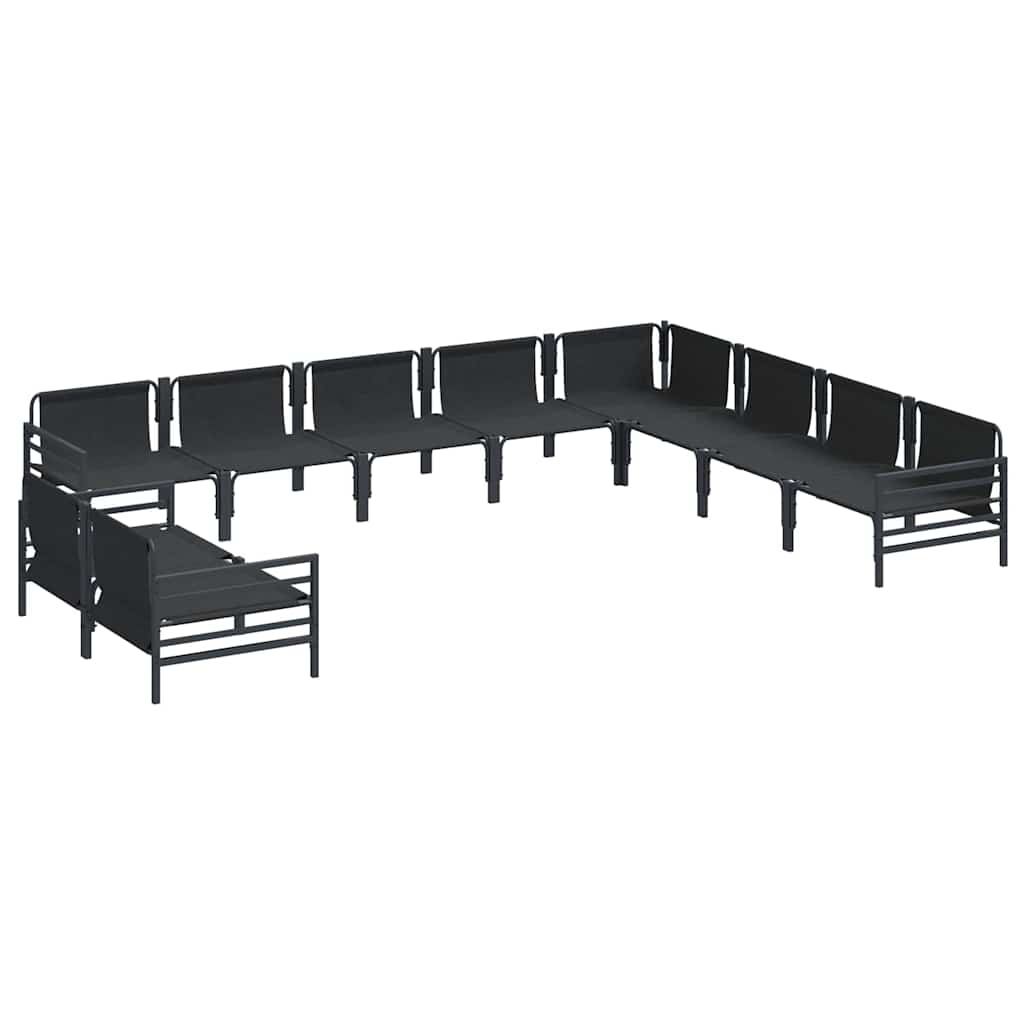 Set Divano da Giardino con cuscino 10 pcs Nero Acciaio | homemem39