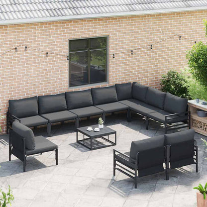 Set Divano da Giardino con cuscino 11 pcs Nero Acciaio | homemem39