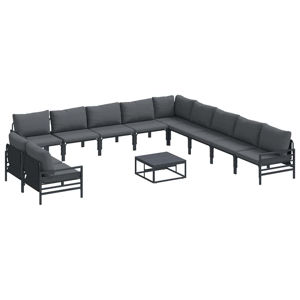 Set Divano da Giardino con cuscino 12 pcs Nero Acciaio | homemem39
