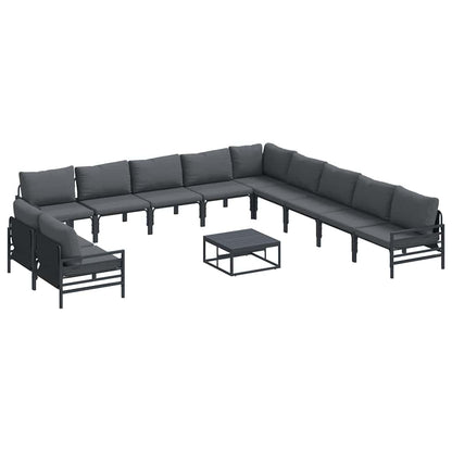 Set Divano da Giardino con cuscino 12 pcs Nero Acciaio | homemem39