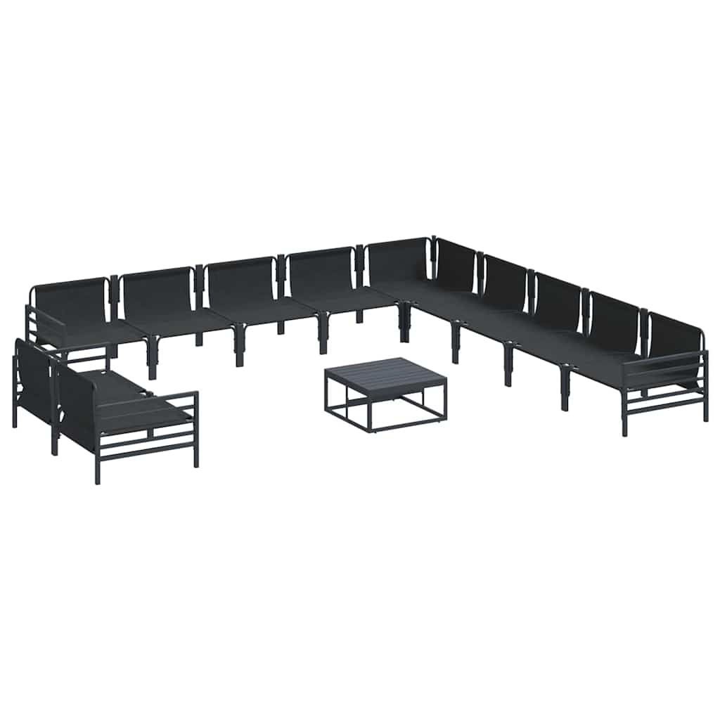 Set Divano da Giardino con cuscino 12 pcs Nero Acciaio | homemem39