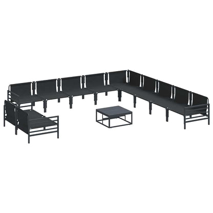 Set Divano da Giardino con cuscino 12 pcs Nero Acciaio | homemem39