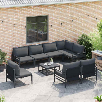 Set Divano da Giardino con cuscino 8 pcs Nero Acciaio | homemem39