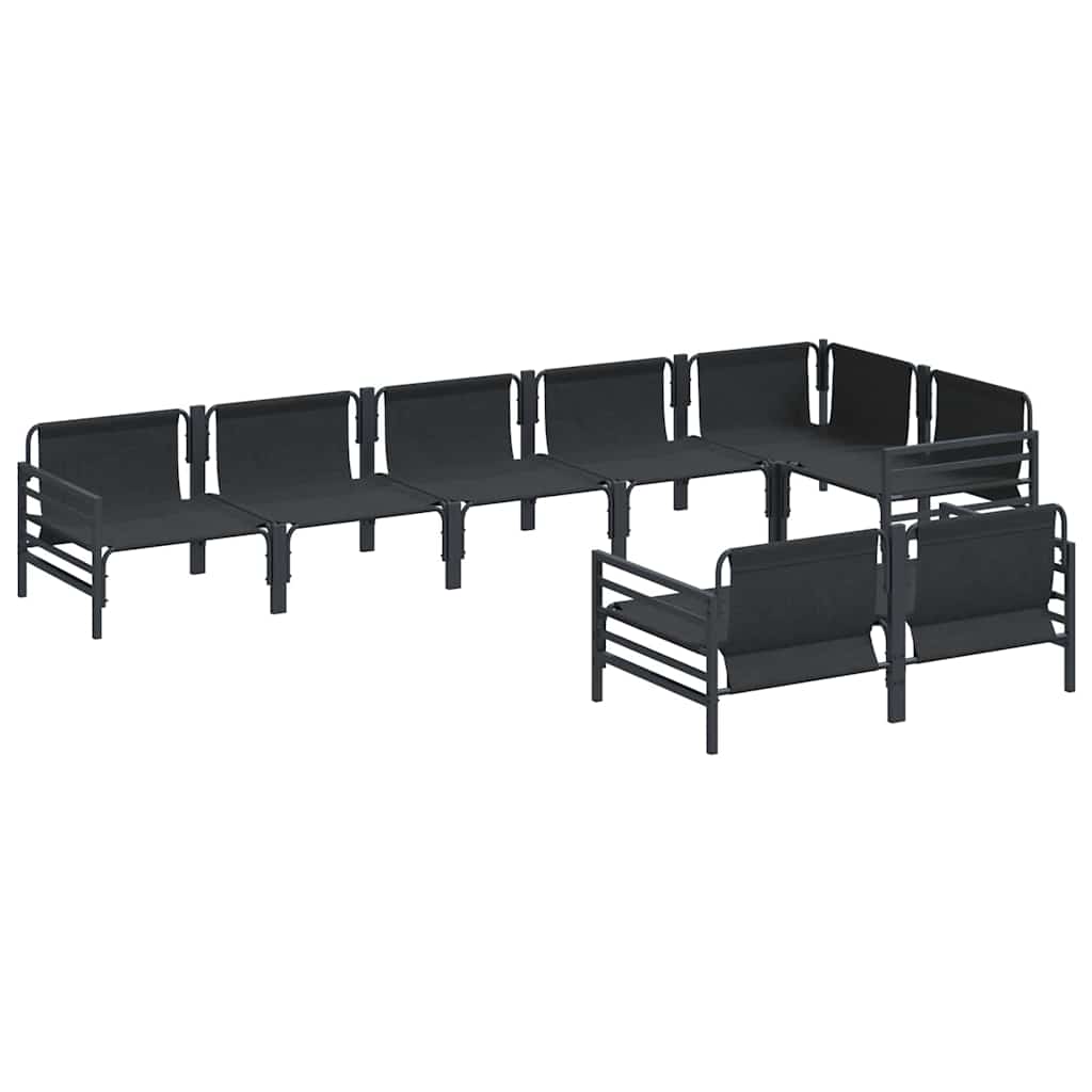 Set Divano da Giardino con cuscino 8 pcs Nero Acciaio | homemem39