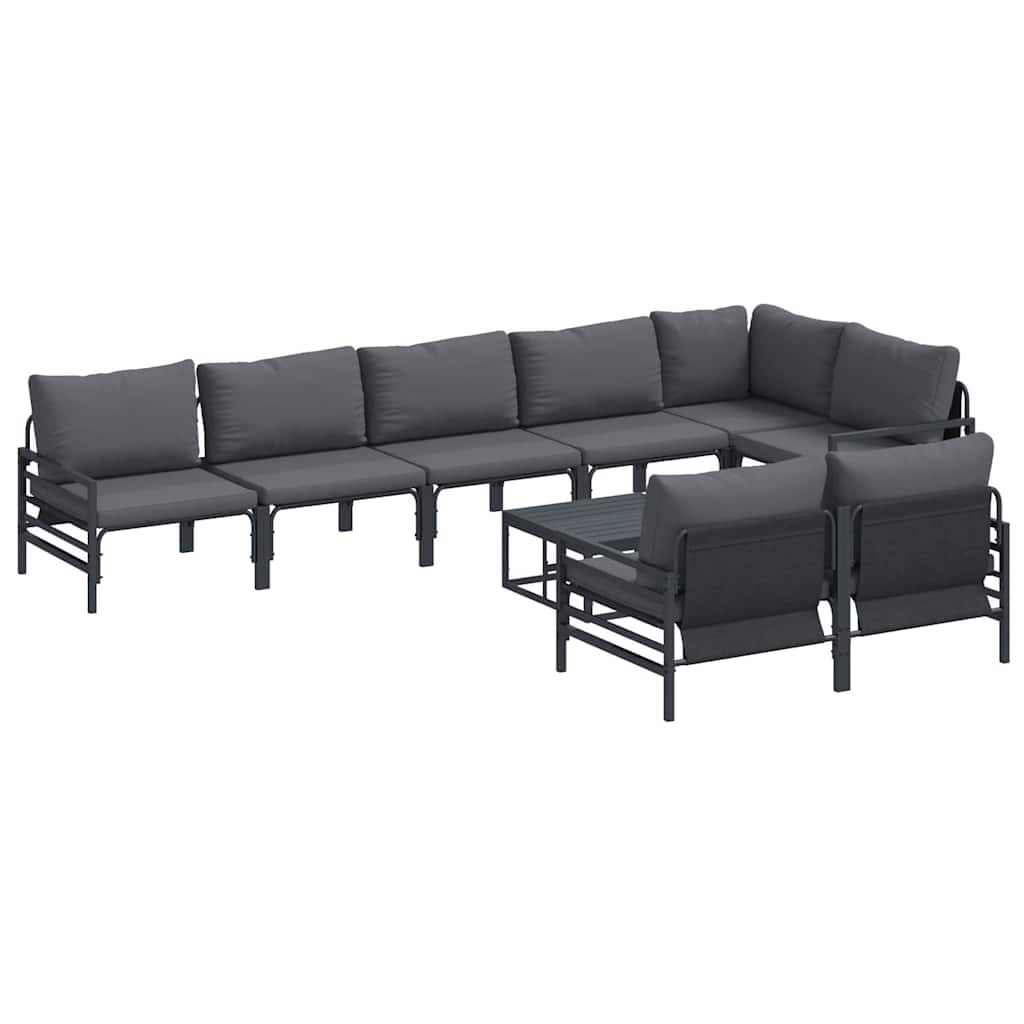 Set Divano da Giardino con cuscino 9 pcs Nero Acciaio | homemem39