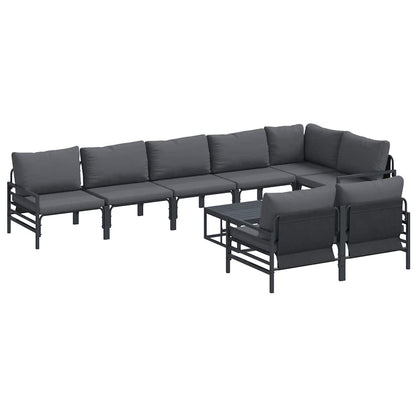 Set Divano da Giardino con cuscino 9 pcs Nero Acciaio | homemem39