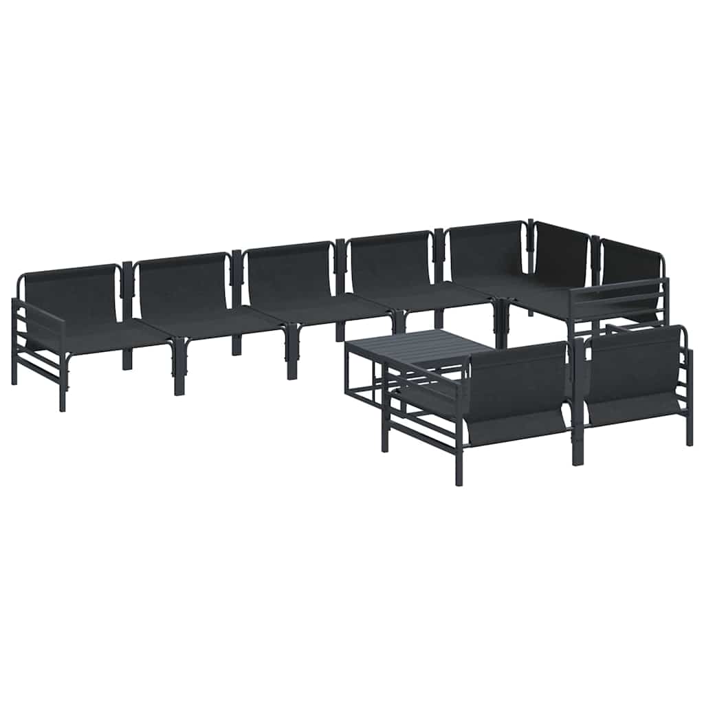Set Divano da Giardino con cuscino 9 pcs Nero Acciaio | homemem39