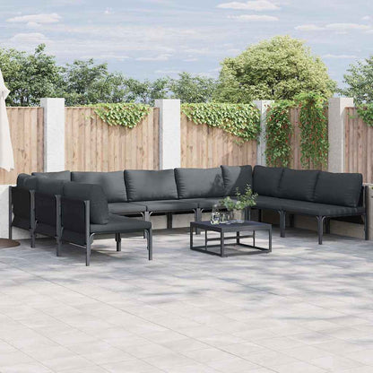 Set Divano da Giardino con cuscino 9 pcs Nero Acciaio | homemem39