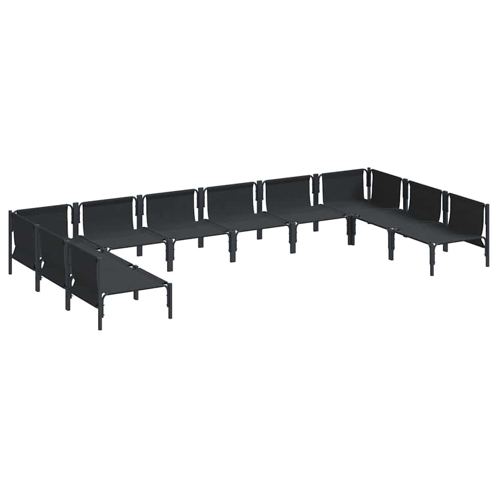 Set Divano da Giardino con cuscino 10 pcs Nero Acciaio | homemem39
