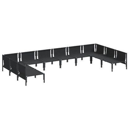 Set Divano da Giardino con cuscino 10 pcs Nero Acciaio | homemem39