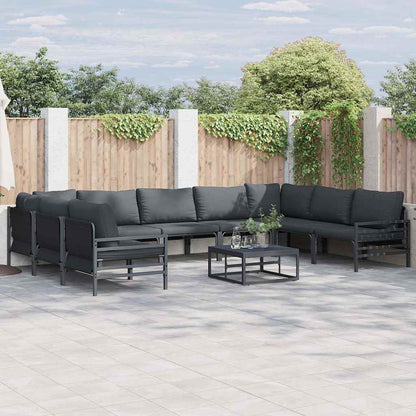Set Divano da Giardino con cuscino 10 pcs Nero Acciaio | homemem39