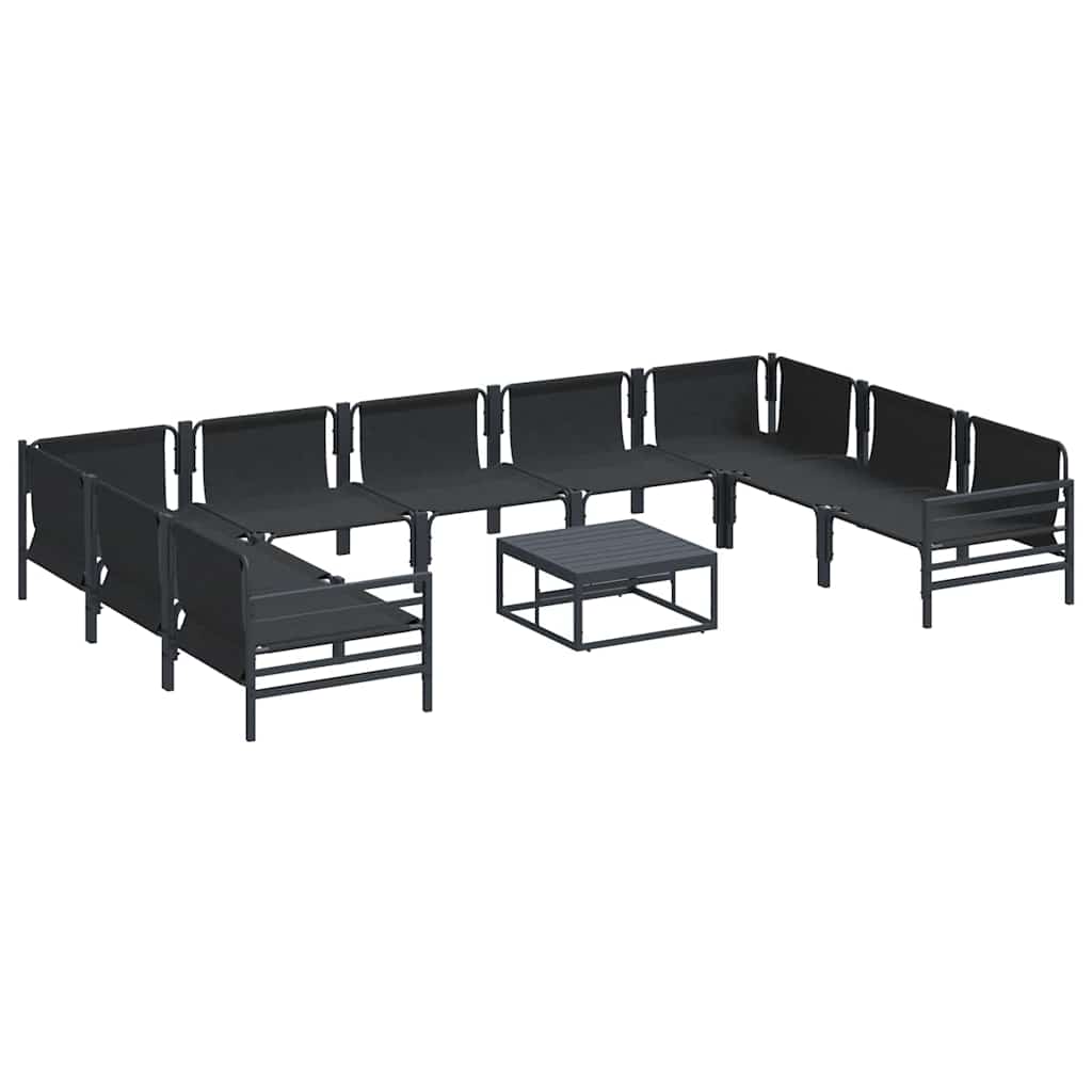 Set Divano da Giardino con cuscino 10 pcs Nero Acciaio | homemem39
