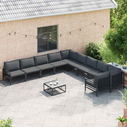 Set Divano da Giardino con cuscino 10 pcs Nero Acciaio | homemem39