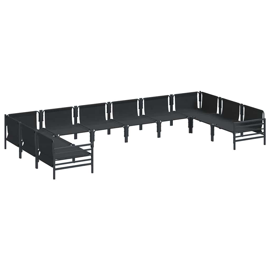 Set Divano da Giardino con cuscino 10 pcs Nero Acciaio | homemem39