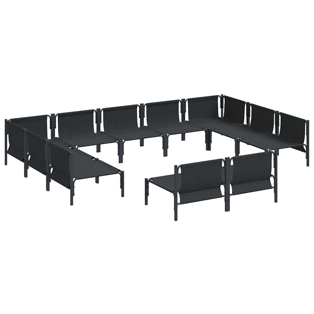 Set Divano da Giardino con cuscino 11 pcs Nero Acciaio | homemem39