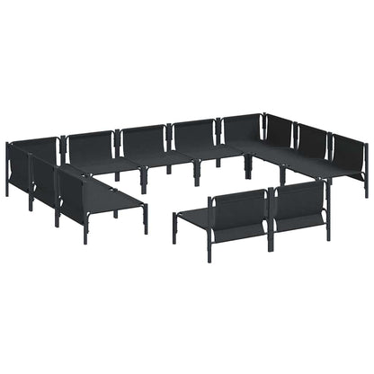 Set Divano da Giardino con cuscino 11 pcs Nero Acciaio | homemem39