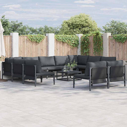 Set Divano da Giardino con cuscino 12 pcs Nero Acciaio | homemem39