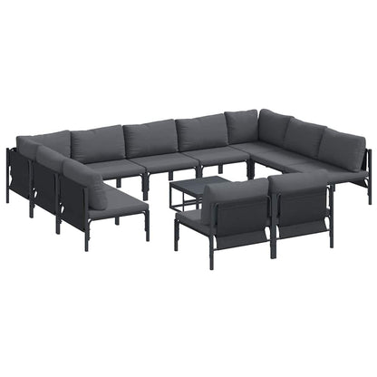 Set Divano da Giardino con cuscino 12 pcs Nero Acciaio | homemem39