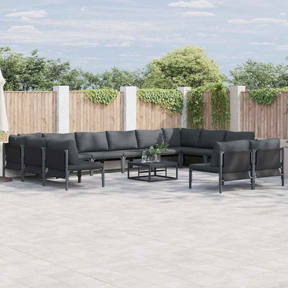 Set Divano da Giardino con cuscino 12 pcs Nero Acciaio | homemem39