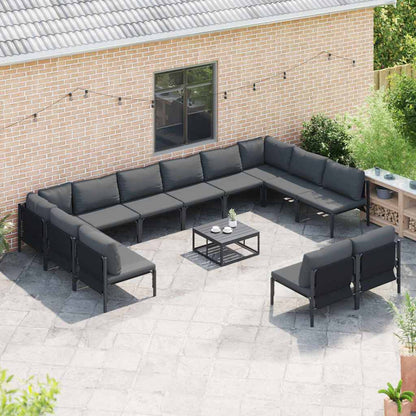 Set Divano da Giardino con cuscino 12 pcs Nero Acciaio | homemem39