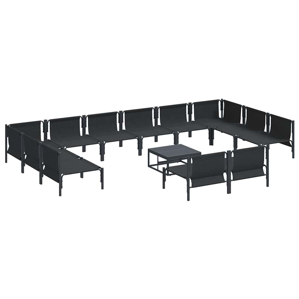 Set Divano da Giardino con cuscino 13 pcs Nero Acciaio | homemem39