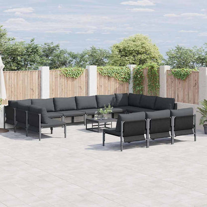 Set Divano da Giardino con cuscino 13 pcs Nero Acciaio | homemem39