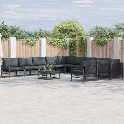 Set Divano da Giardino con cuscino 11 pcs Nero Acciaio | homemem39