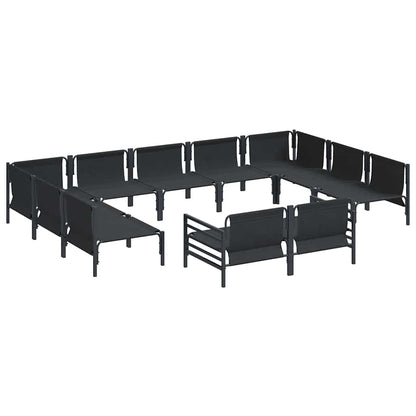 Set Divano da Giardino con cuscino 11 pcs Nero Acciaio | homemem39