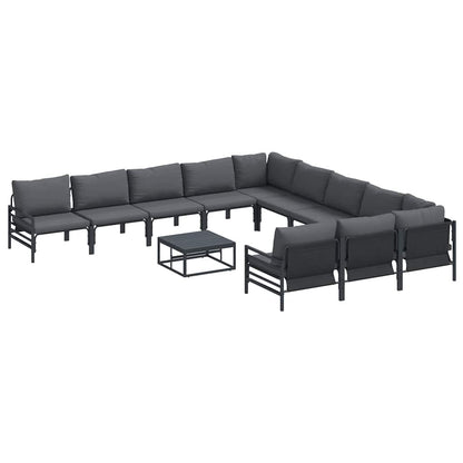 Set Divano da Giardino con cuscino 12 pcs Nero Acciaio | homemem39