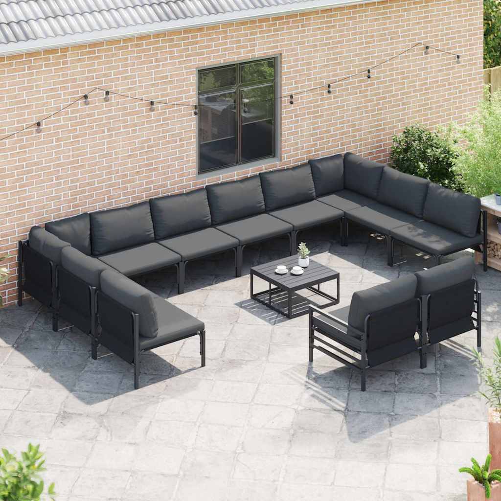 Set Divano da Giardino con cuscino 12 pcs Nero Acciaio | homemem39