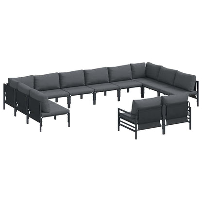 Set Divano da Giardino con cuscino 12 pcs Nero Acciaio | homemem39