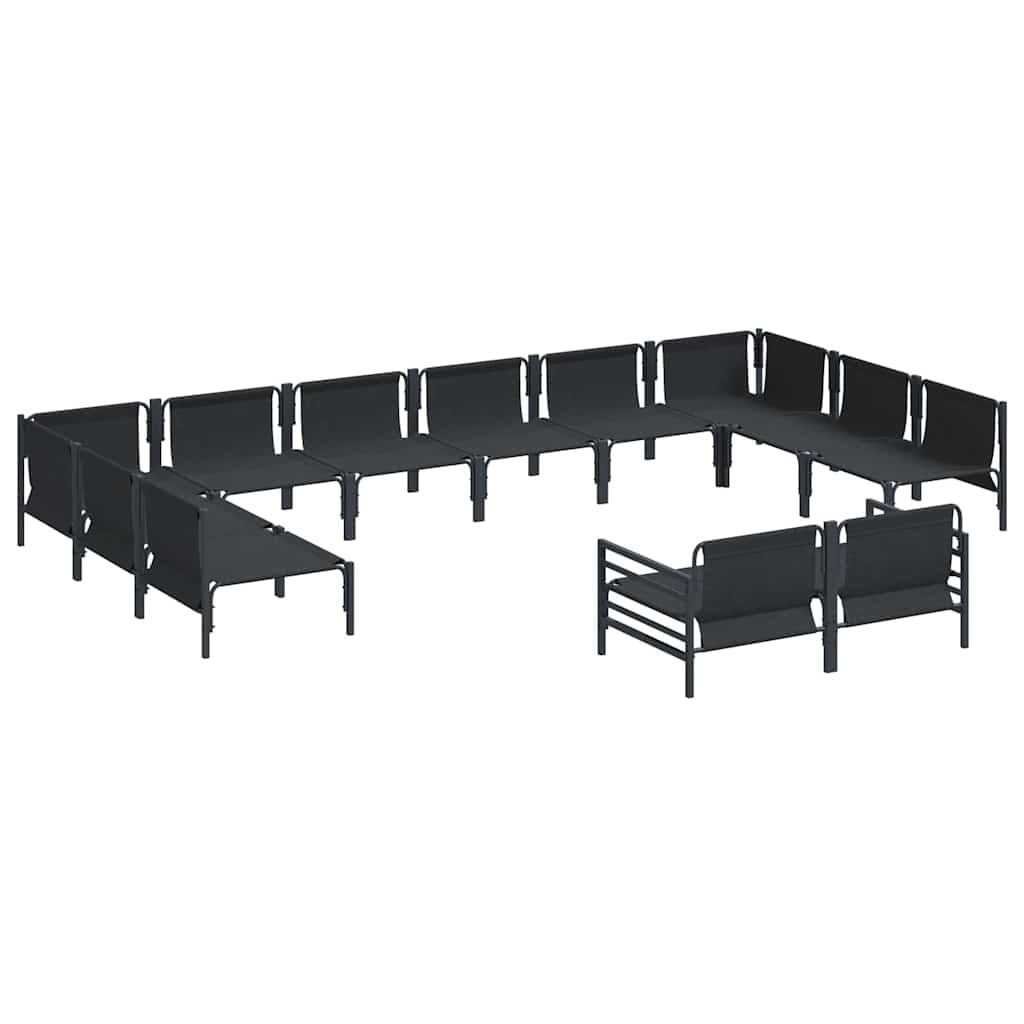 Set Divano da Giardino con cuscino 12 pcs Nero Acciaio | homemem39