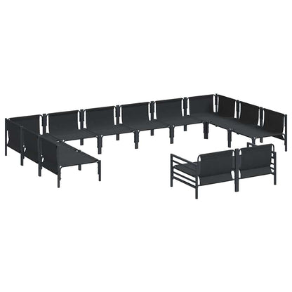 Set Divano da Giardino con cuscino 12 pcs Nero Acciaio | homemem39