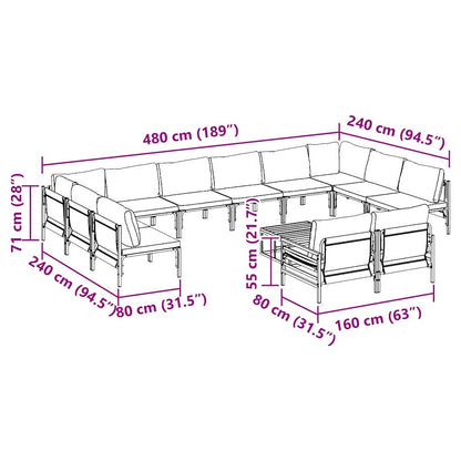 Set Divano da Giardino Antracite Acciaio - homemem39