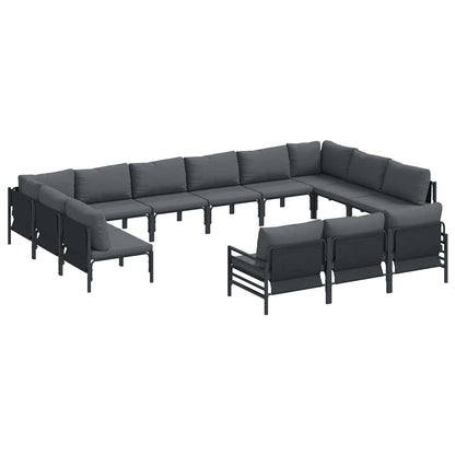 Set Divano da Giardino con cuscino 13 pcs Nero Acciaio | homemem39