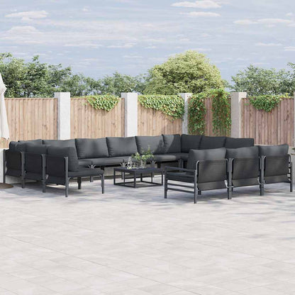 Set Divano da Giardino con cuscino 14 pcs Nero Acciaio | homemem39
