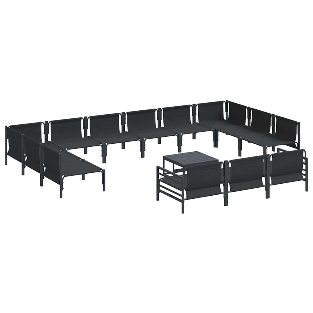 Set Divano da Giardino con cuscino 14 pcs Nero Acciaio | homemem39