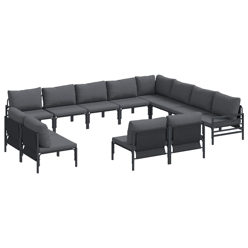Set Divano da Giardino con cuscino 12 pcs Nero Acciaio | homemem39