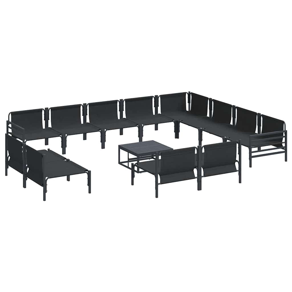 Set Divano da Giardino con cuscino 13 pcs Nero Acciaio | homemem39