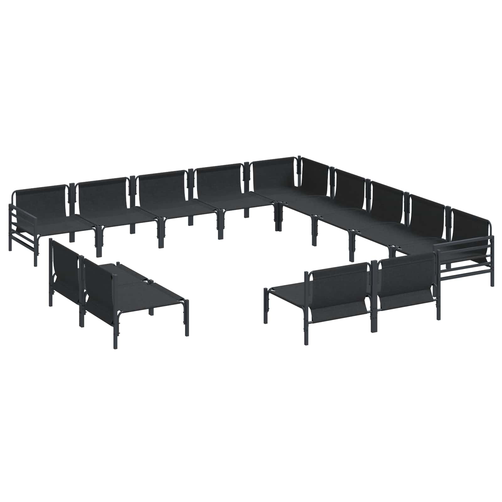 Set Divano da Giardino con cuscino 13 pcs Nero Acciaio | homemem39