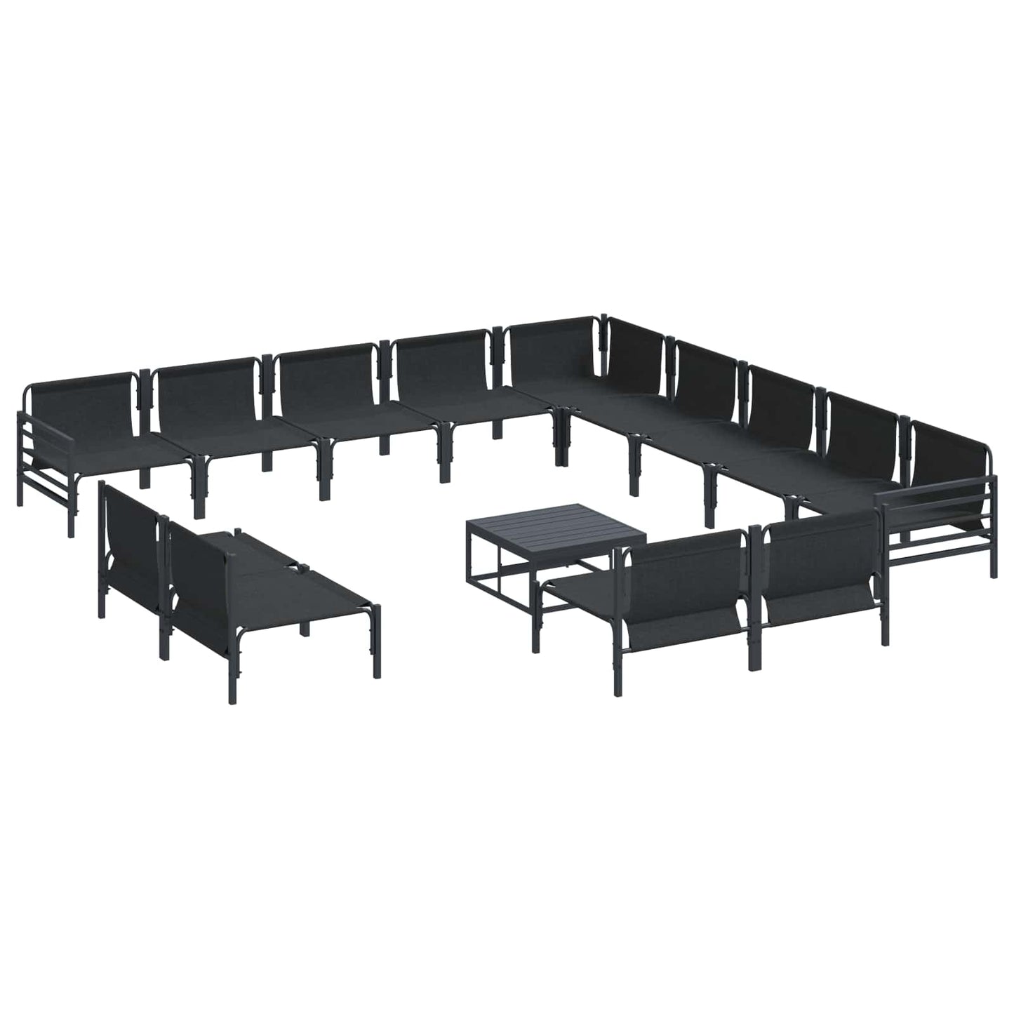 Set Divano da Giardino con cuscino 14 pcs Nero Acciaio | homemem39