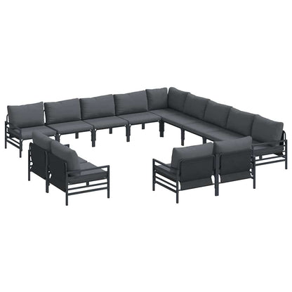 Set Divano da Giardino con cuscino 13 pcs Nero Acciaio | homemem39