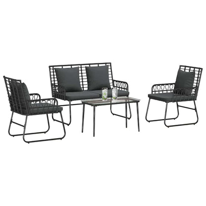 Set di Mobili da Giardino con cuscino 4 pcs Nero e antracite - homemem39