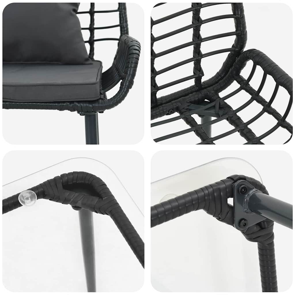 Set di Mobili da Giardino con cuscino 4 pcs Marrone Nero Crema - homemem39