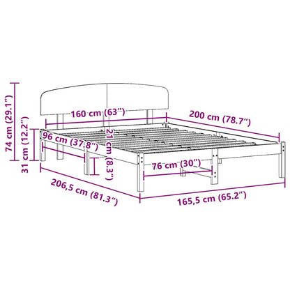 Struttura del letto Bianco 160 x 200 cm Pino massello