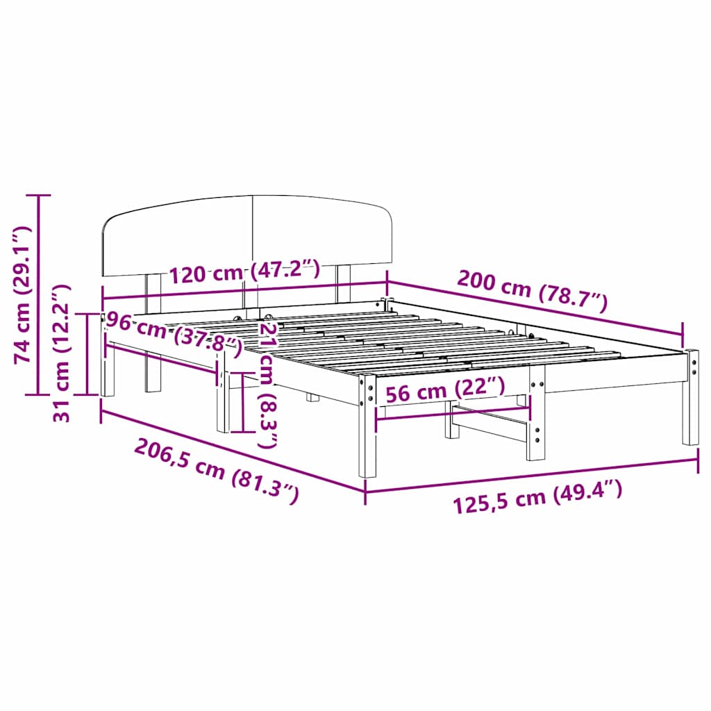 Struttura del letto Naturale 120 x 200 cm Pino massello | homemem39