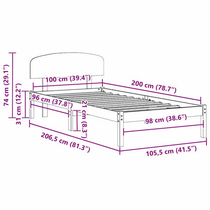 Struttura del letto Marrone cerato 100 x 200 cm Pino massello | homemem39
